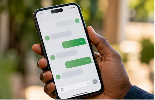 Phone displaying illustrative messaging status updates